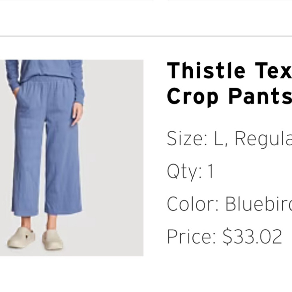 Eddie Bauer Textured Blue Cropped Pants - Picture 3 of 3